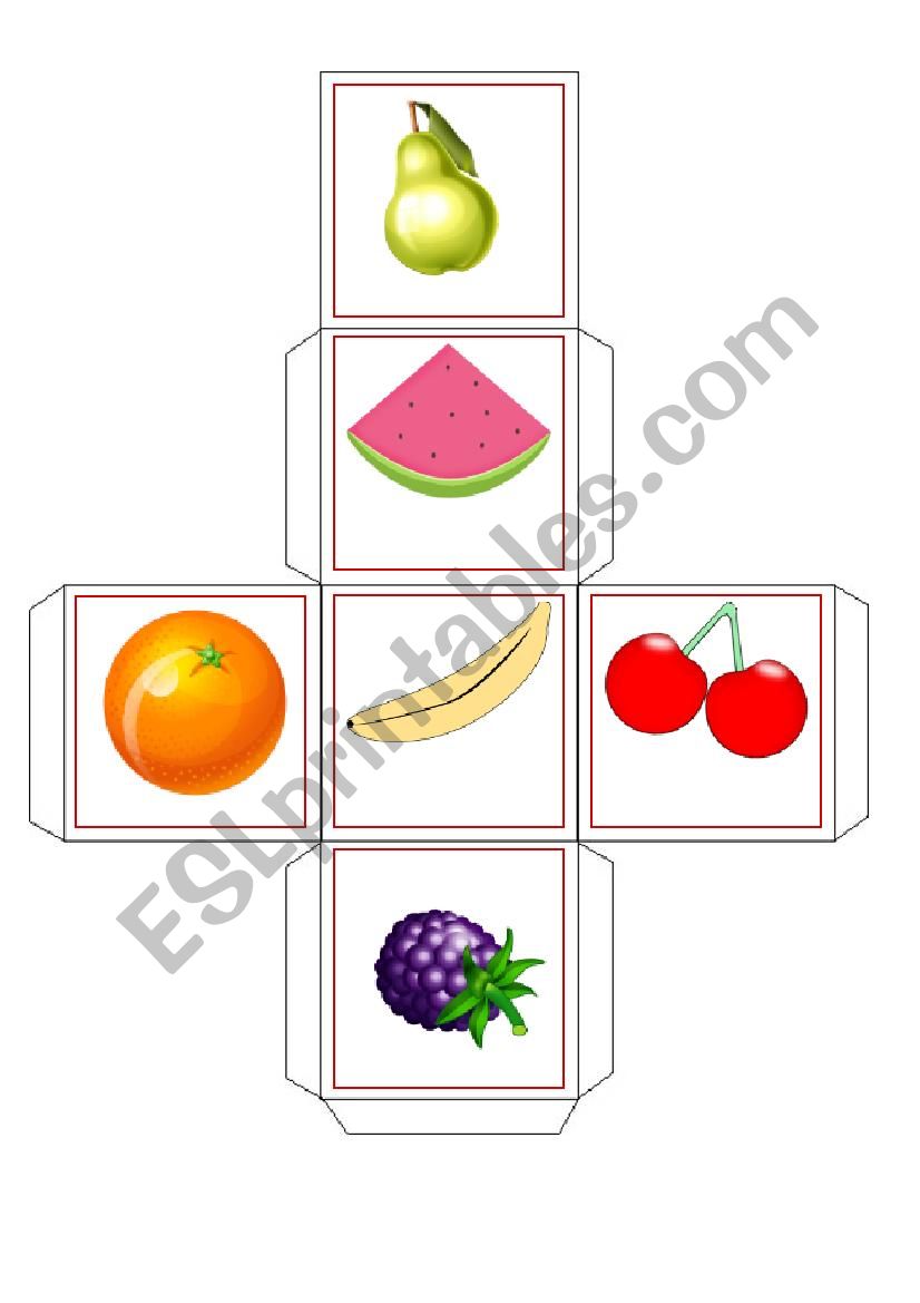 Fruit dices worksheet