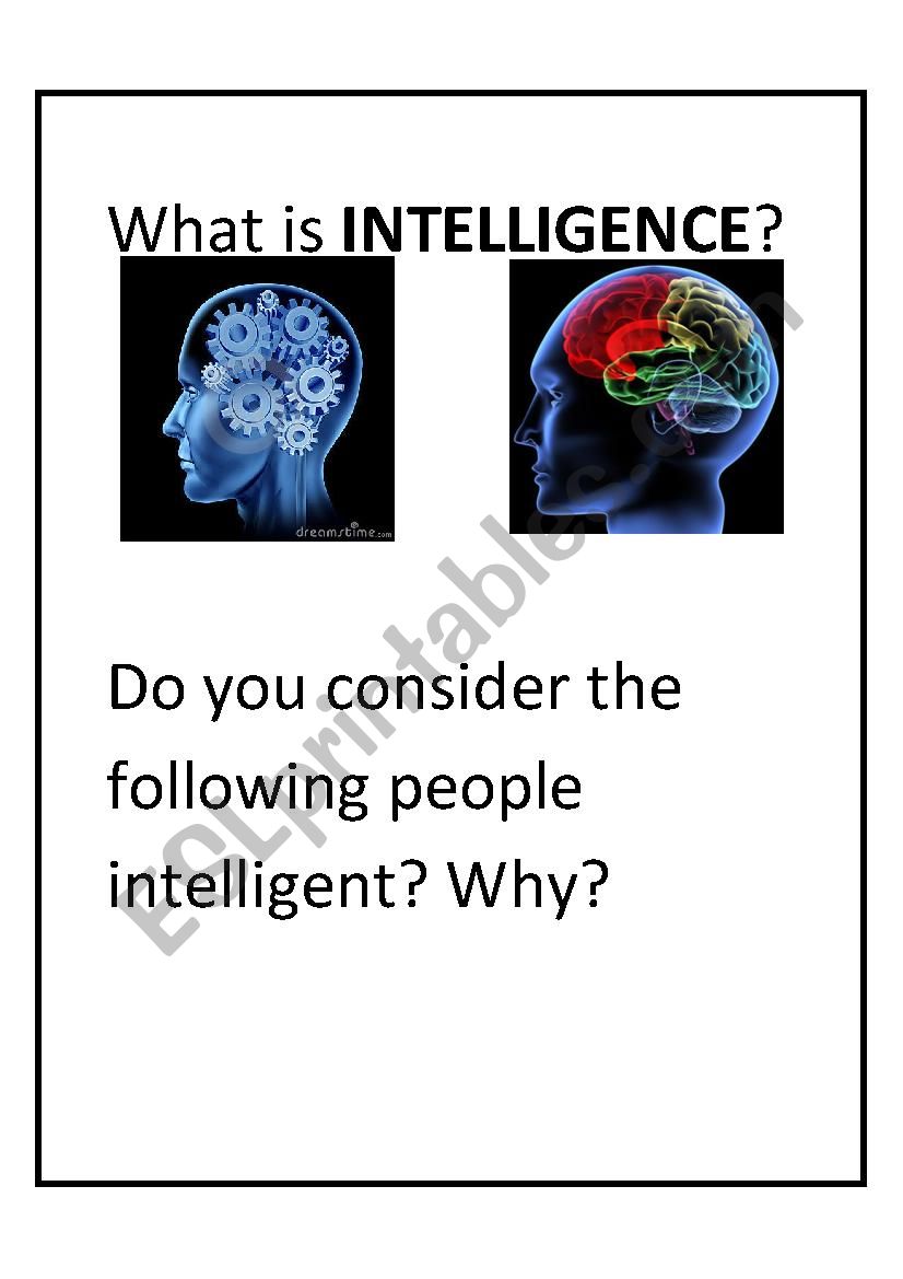 What is intelligence?  worksheet
