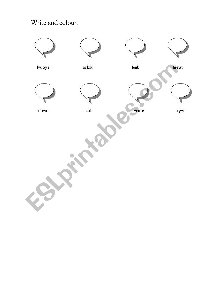 Write and colour worksheet