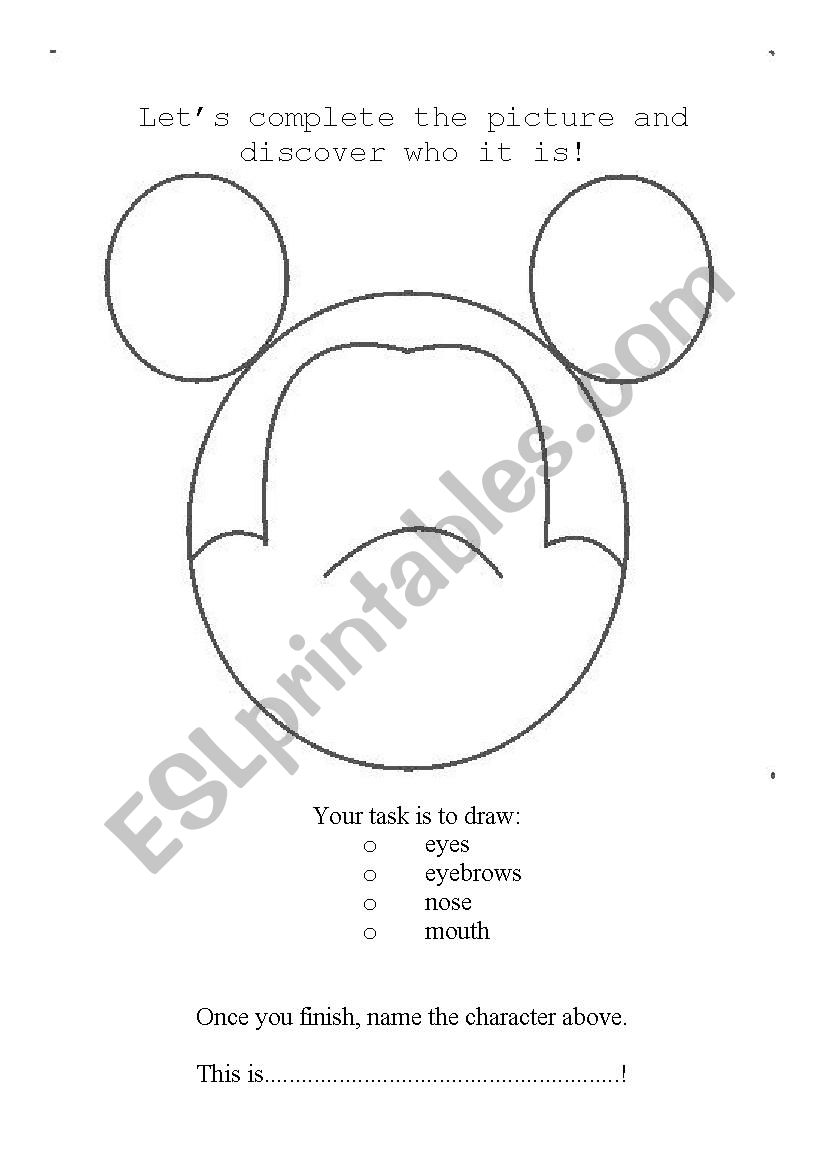 Mickey Mouse draw and name exercise