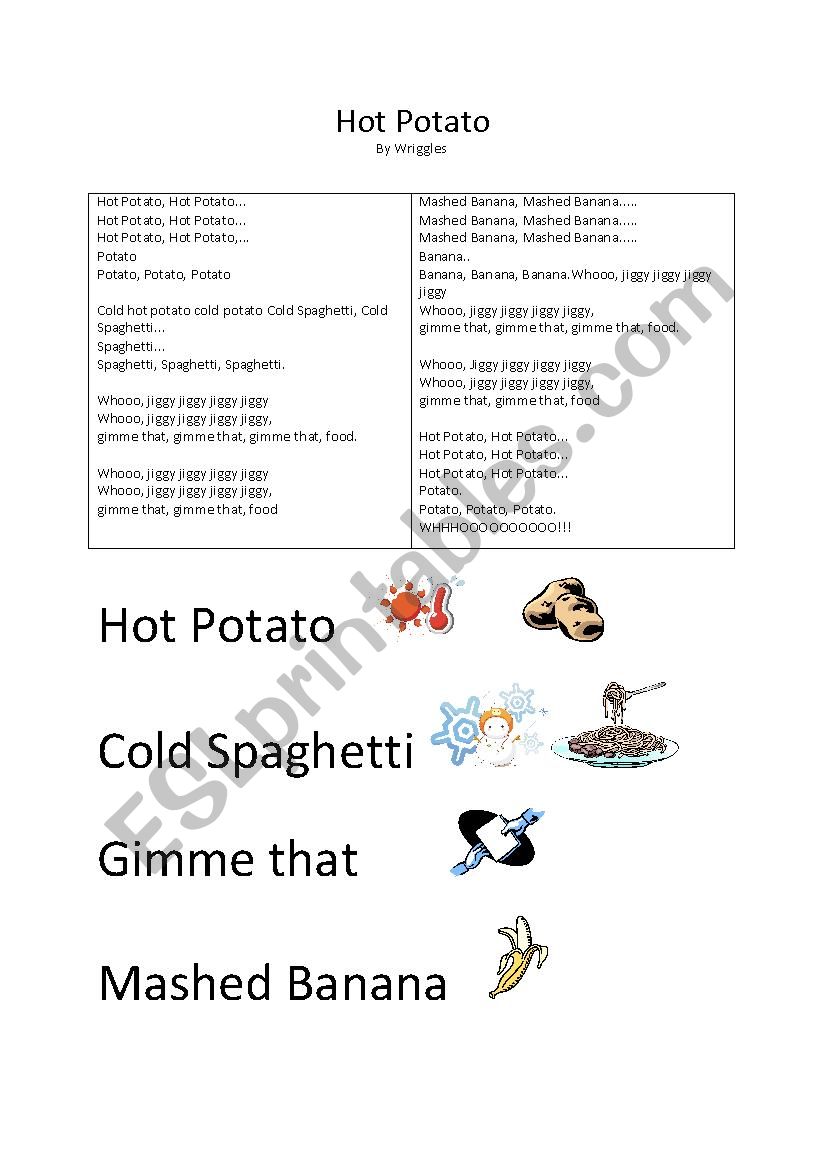 Hot Potato worksheet