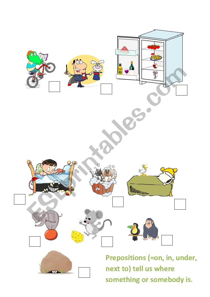 Prepositions of place worksheet