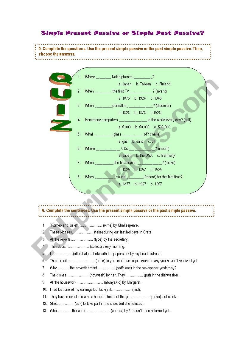 THE PASSIVE - part II worksheet