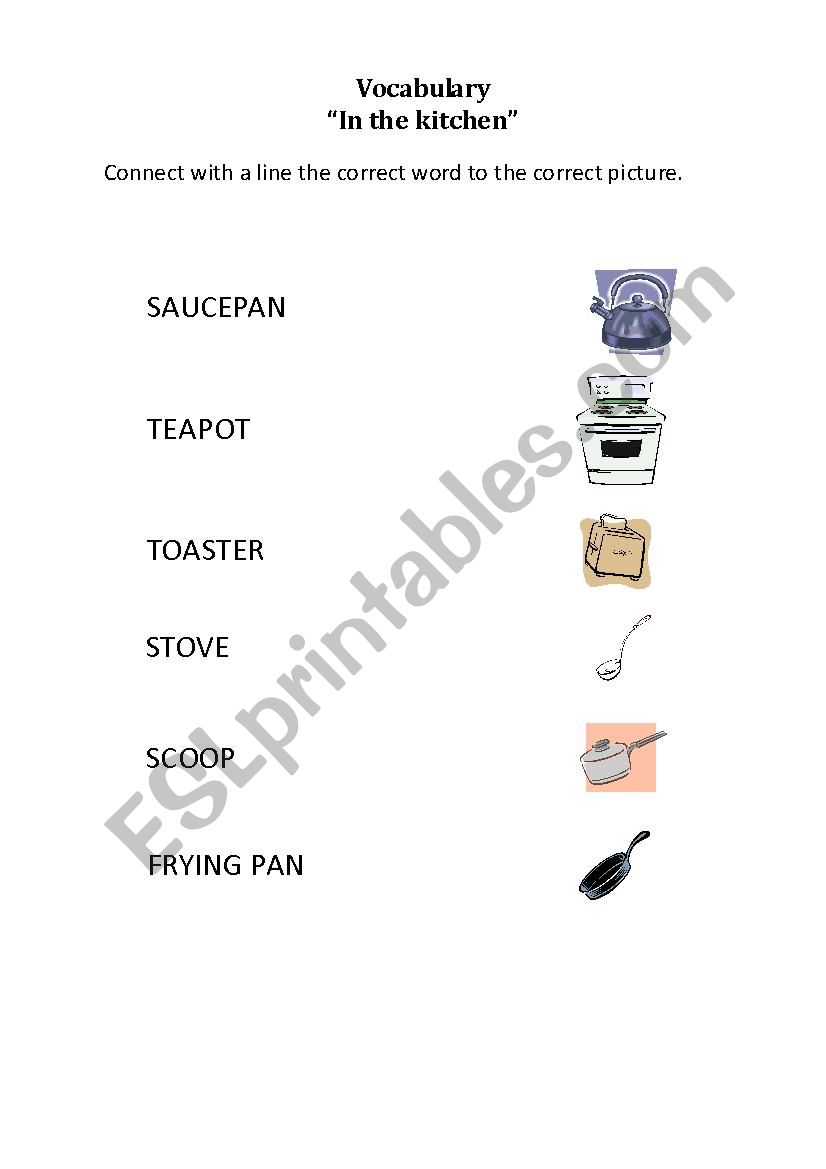 Kitchen Vocabulary worksheet