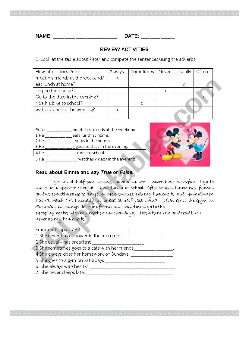 Review  worksheet