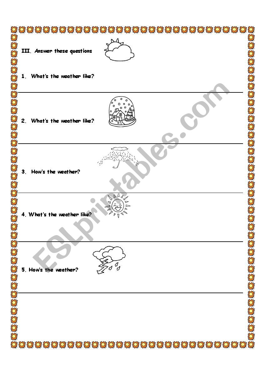 Weather and seasons test (2) worksheet