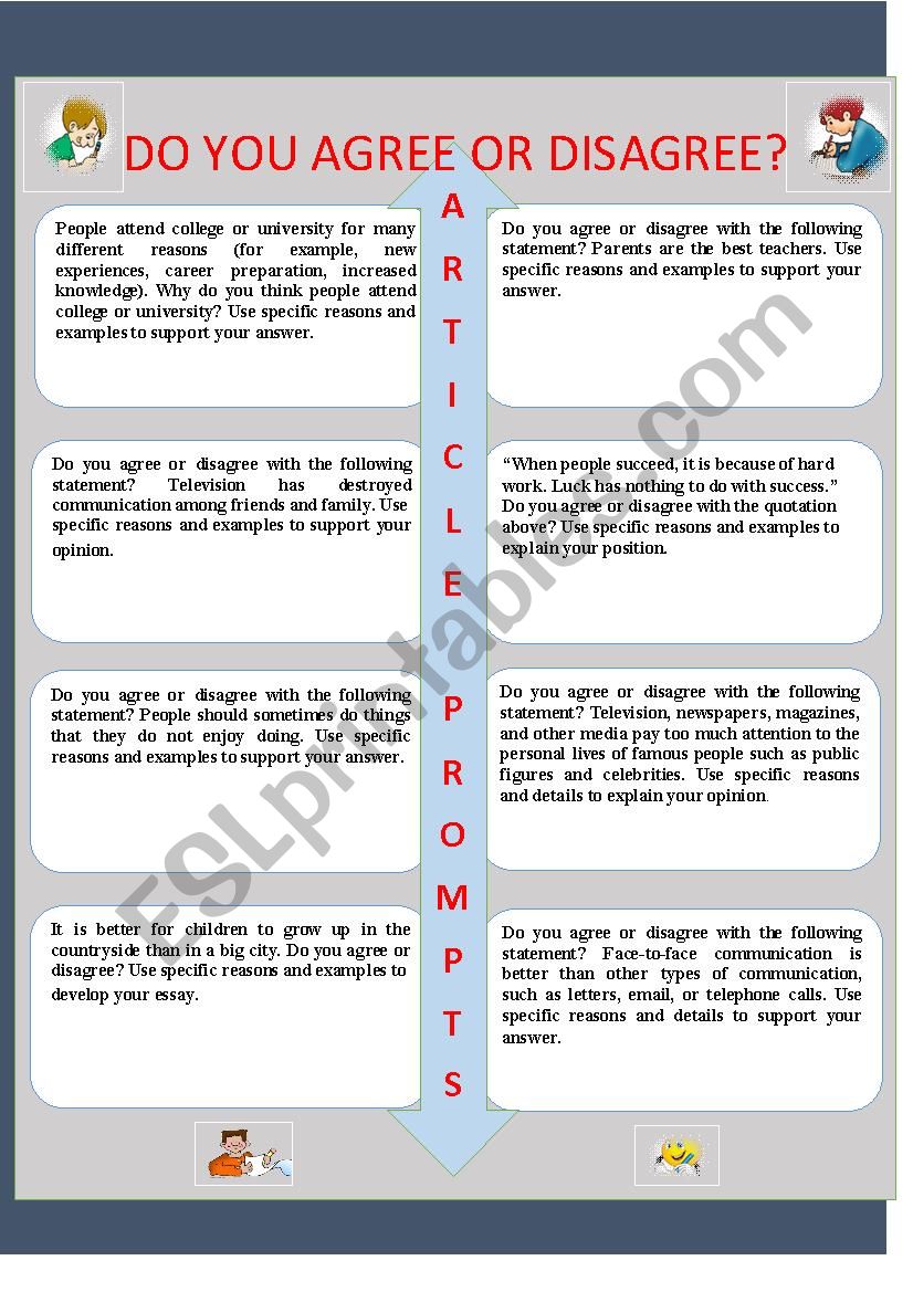 article prompts worksheet