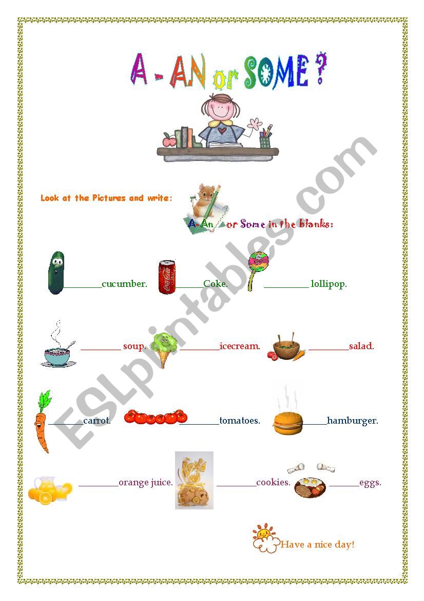A-AN-SOME EXERCISES worksheet