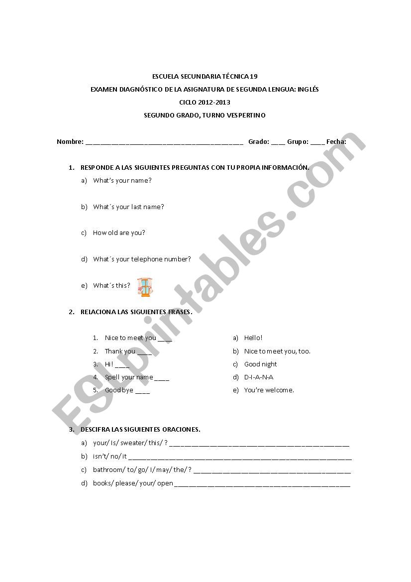 GENERAL TEST 3 worksheet