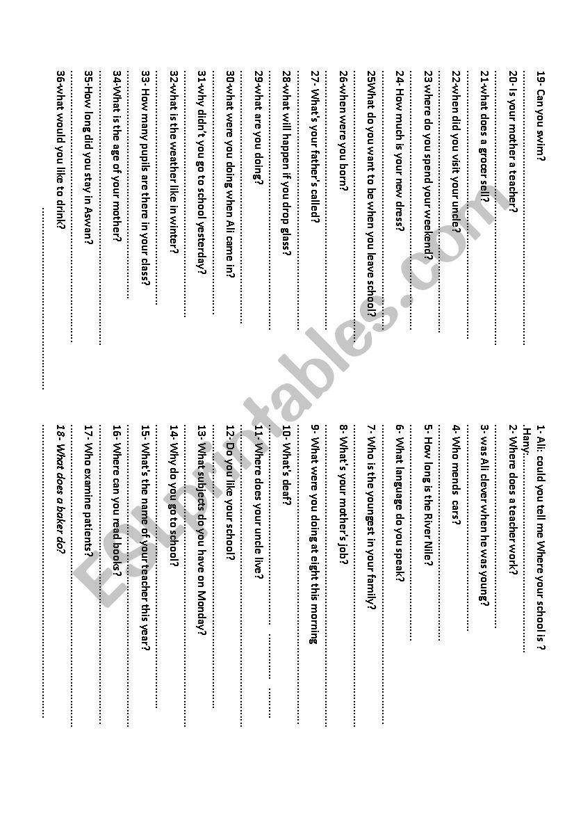 mini dialogues worksheet