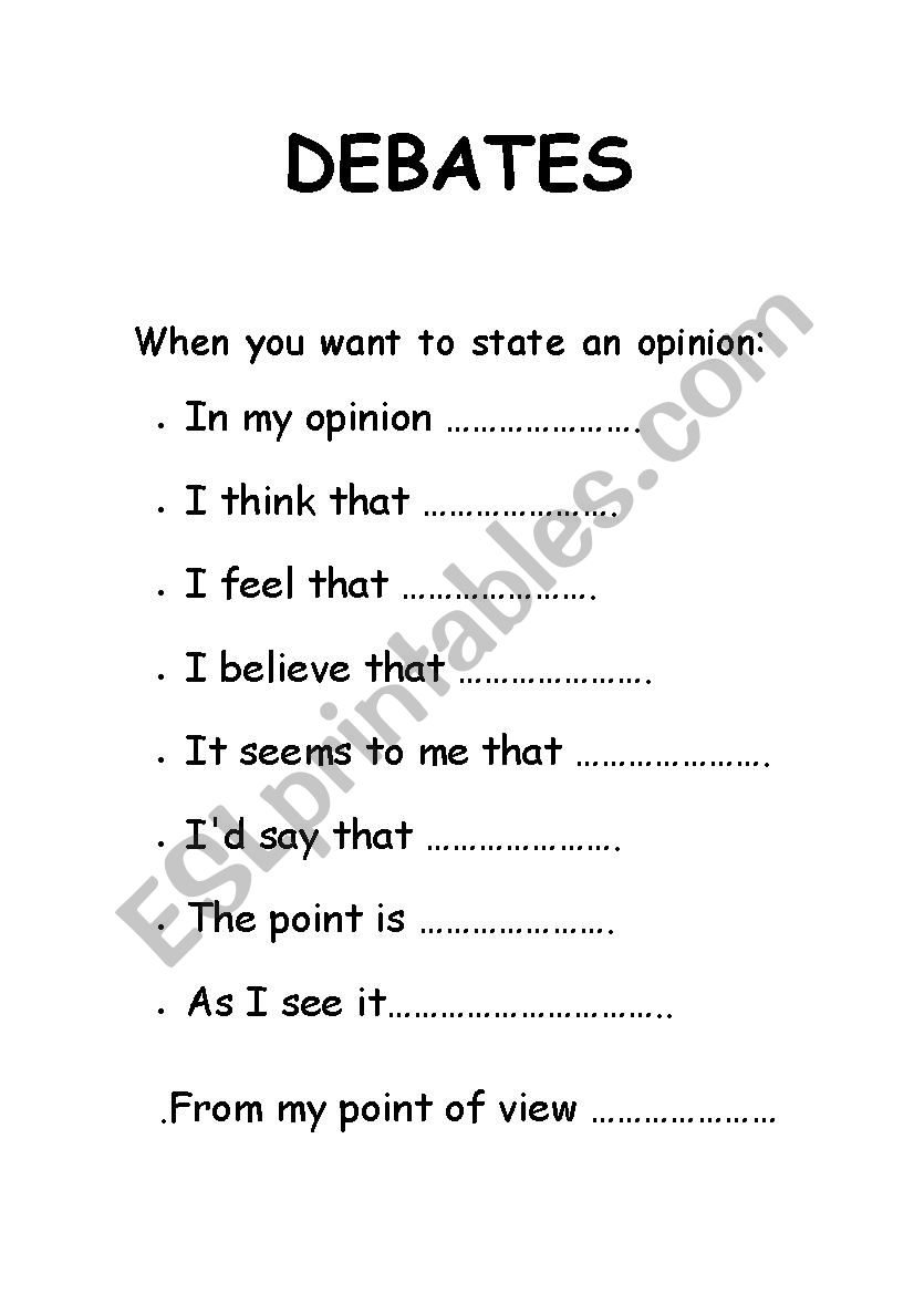 Expressing opinions worksheet