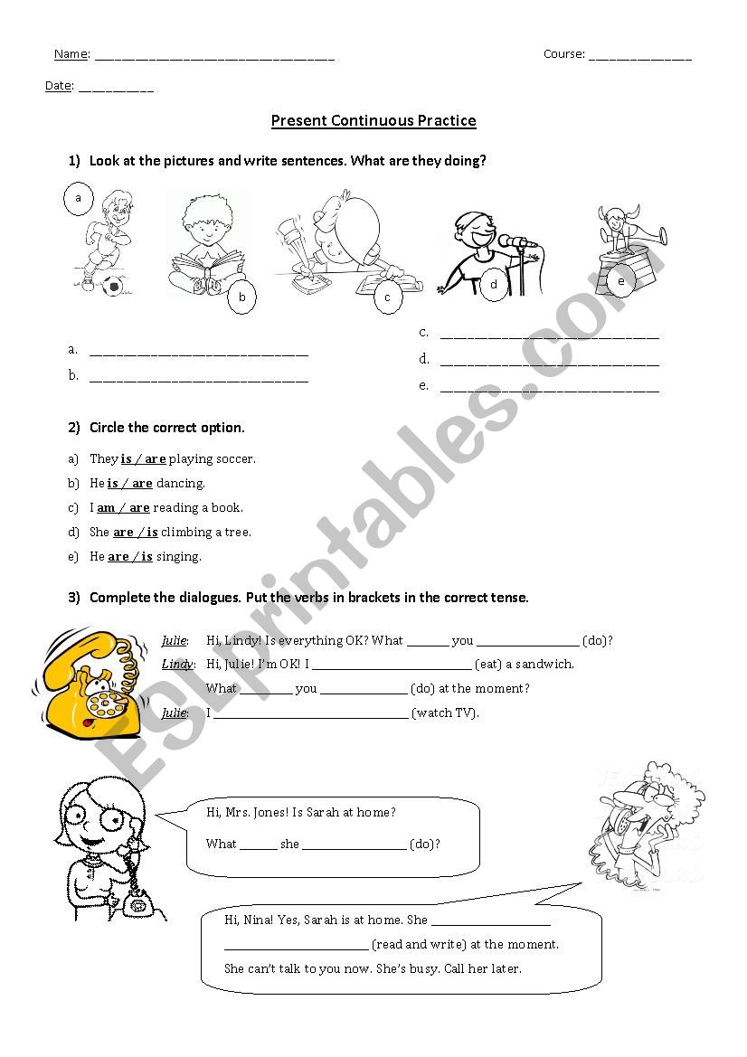 Present Continuous Practice worksheet