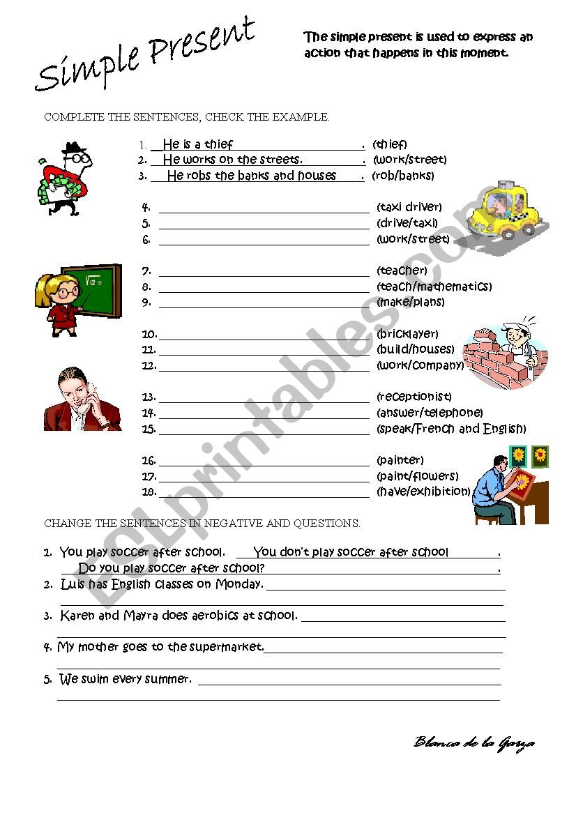 simple present worksheet