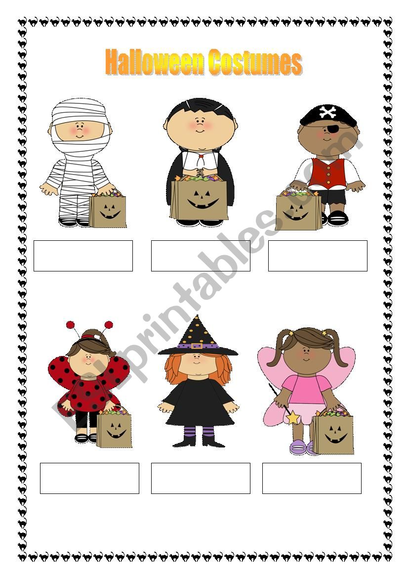 Halloween costumes worksheet