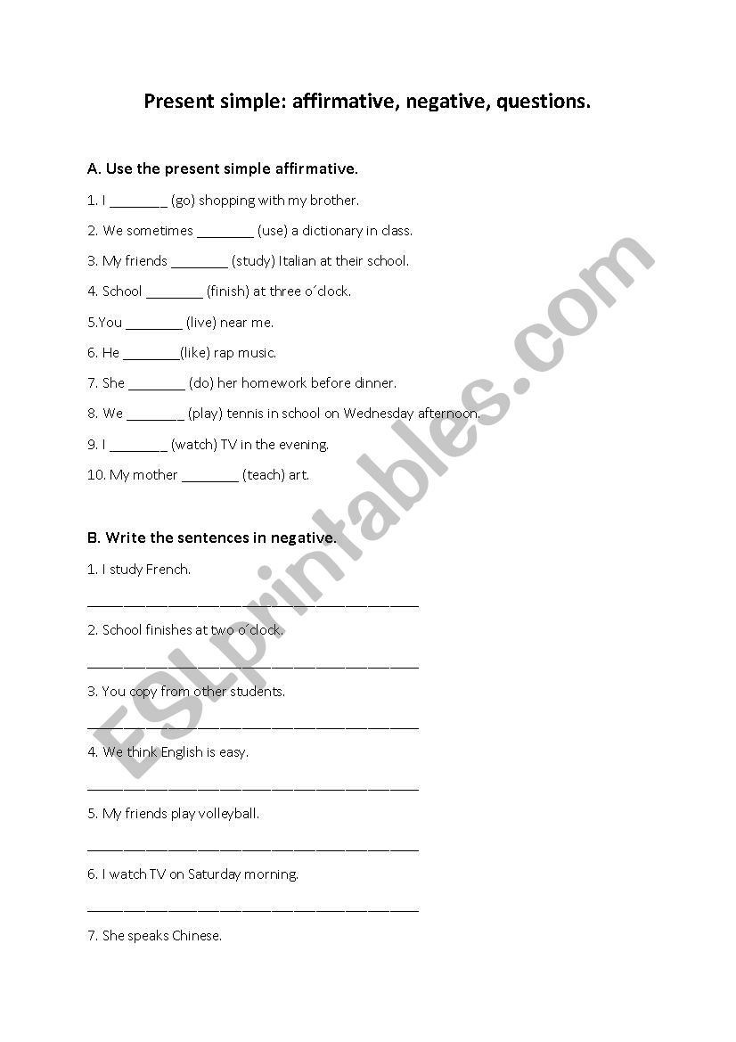 Present Simple worksheet