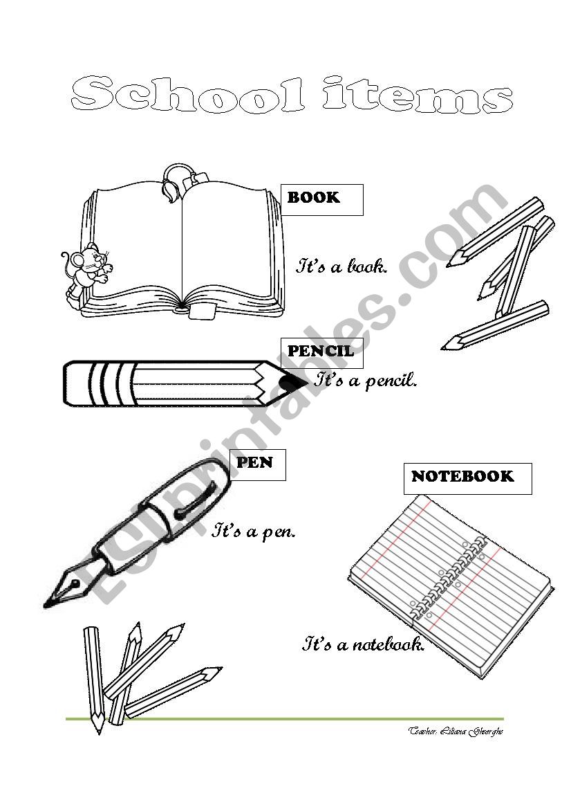 School items worksheet