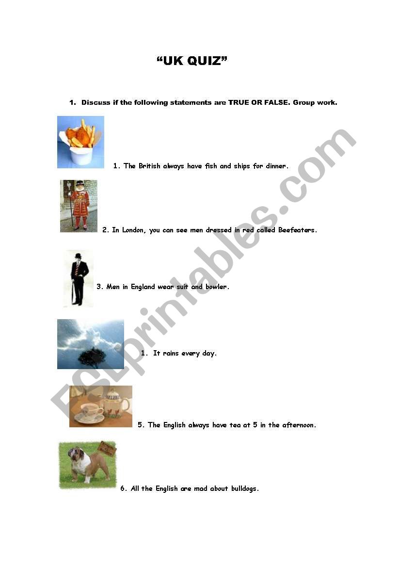 UK QUIZ worksheet