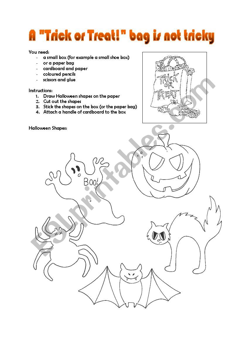 A Trick or Treat Bag worksheet