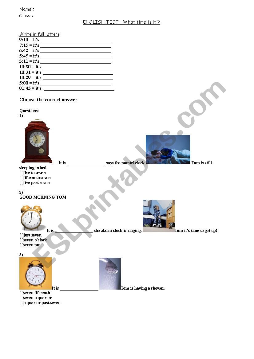 Time worksheet