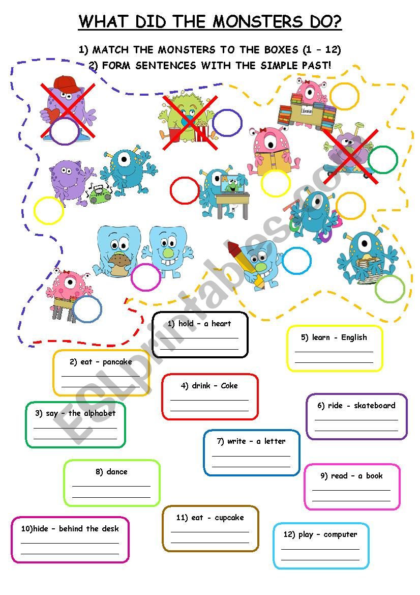 Simple Past Monsters worksheet