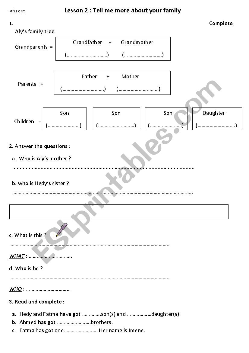 7th form Lesson 2 Module 1 worksheet