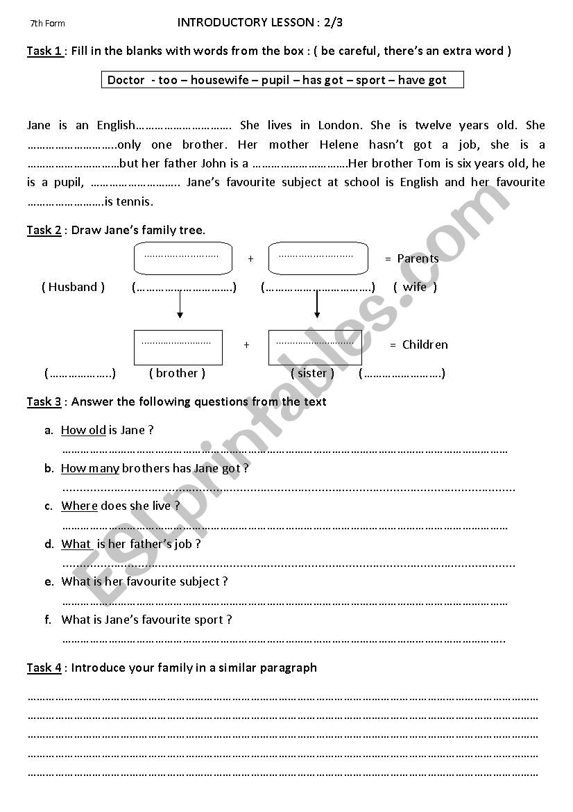 7th Form Introductory lessons 2/3