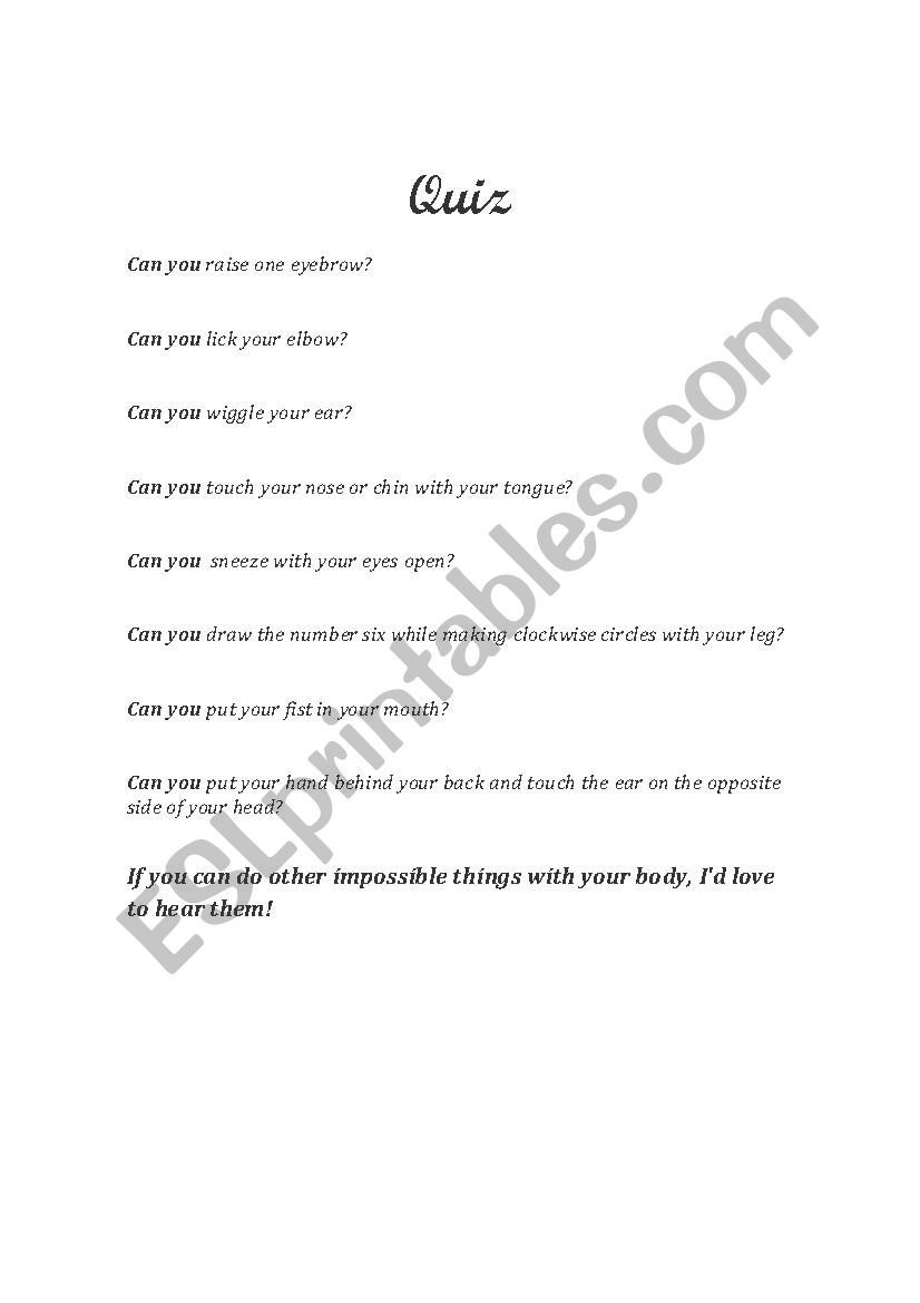 Can you? worksheet