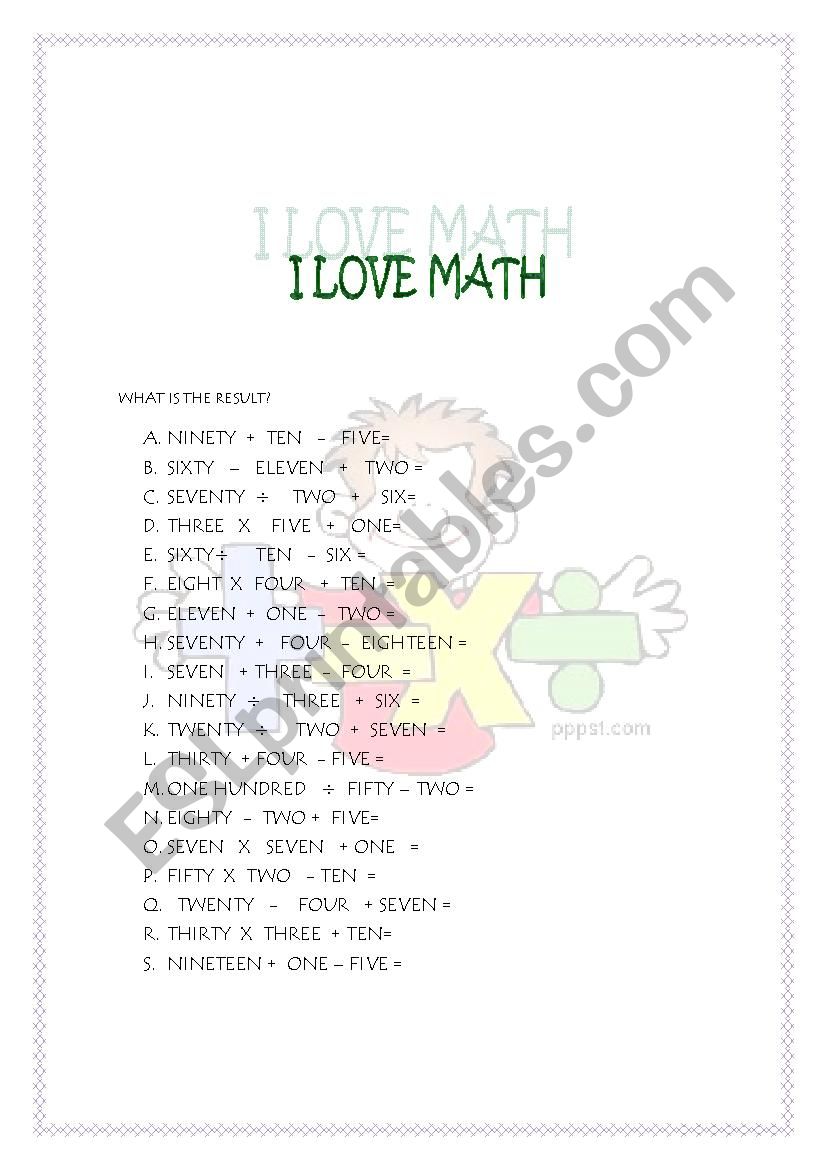 Math fun!! worksheet