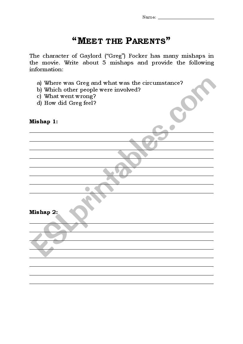 Meet the Parents worksheet