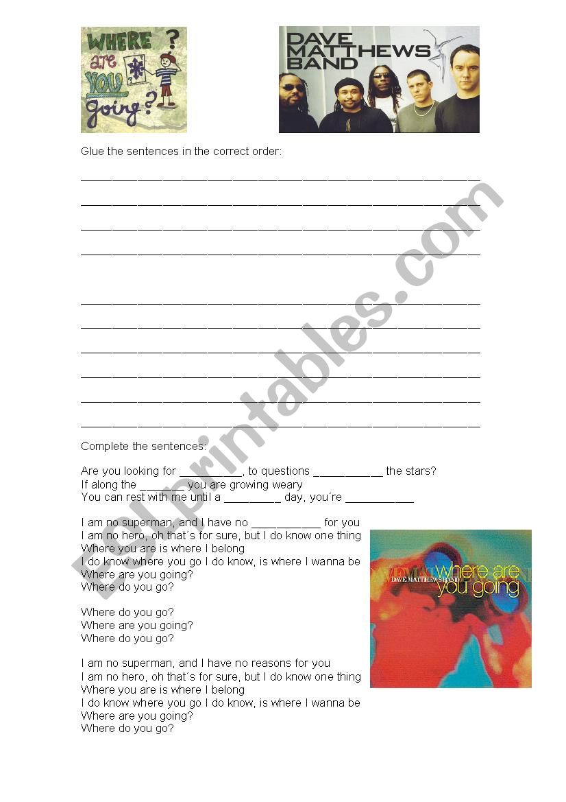 Where are you going? worksheet