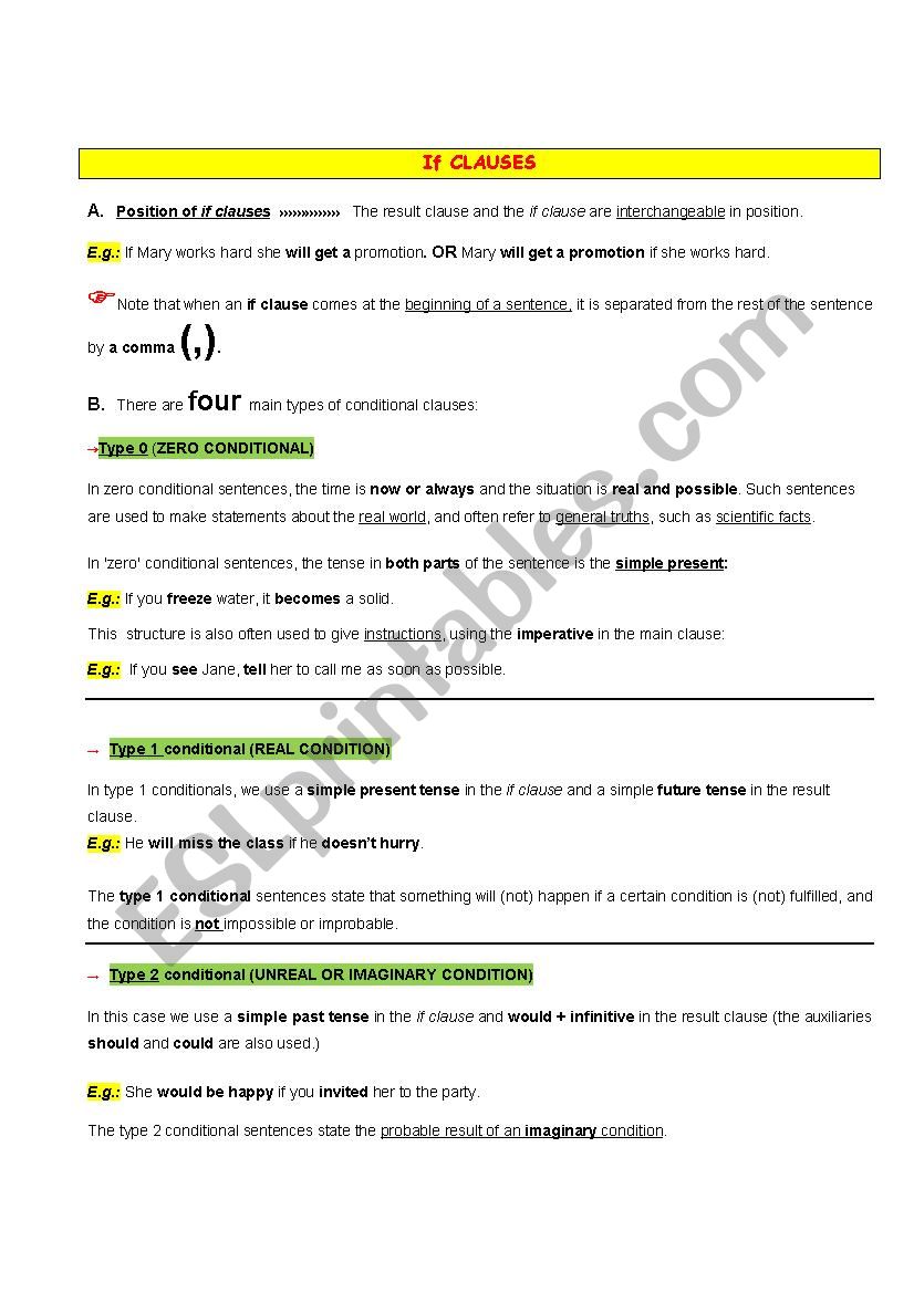 If clauses/Unless worksheet