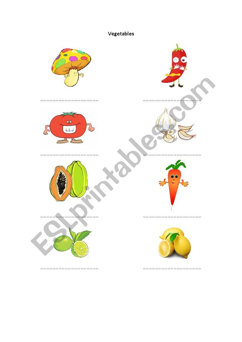Vegetable  worksheet