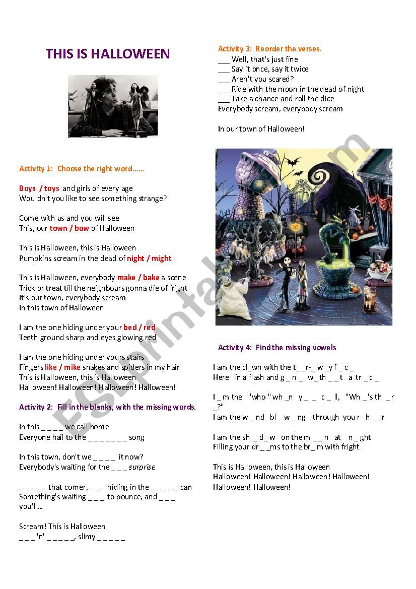 This is halloween Part1 worksheet