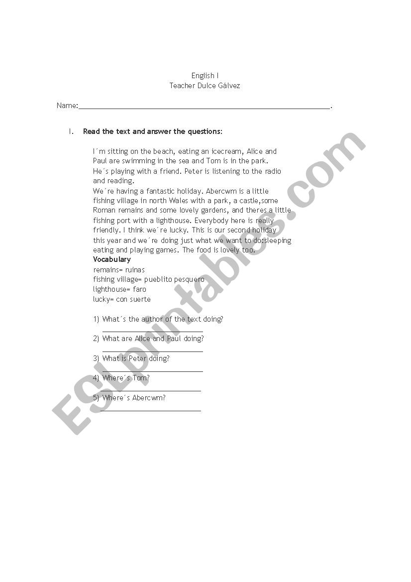 Present progressive activity worksheet