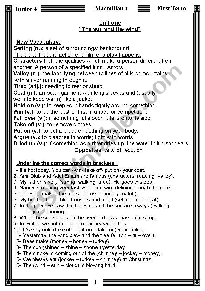 Macmillan 4 worksheet