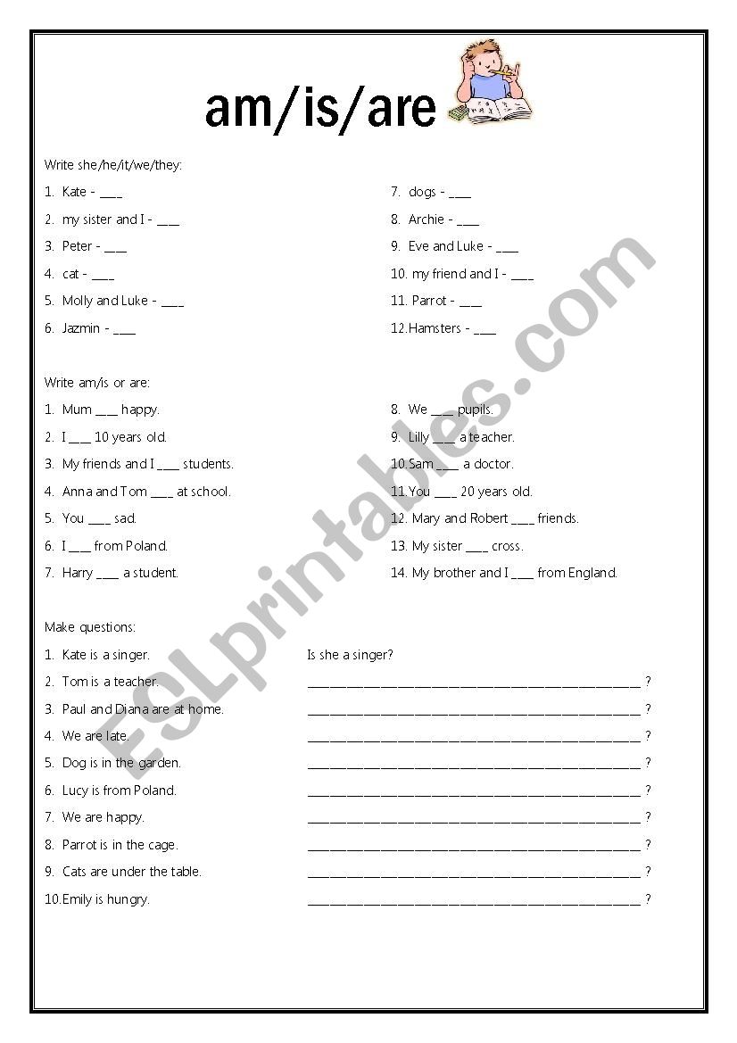 to be in the simple present worksheet