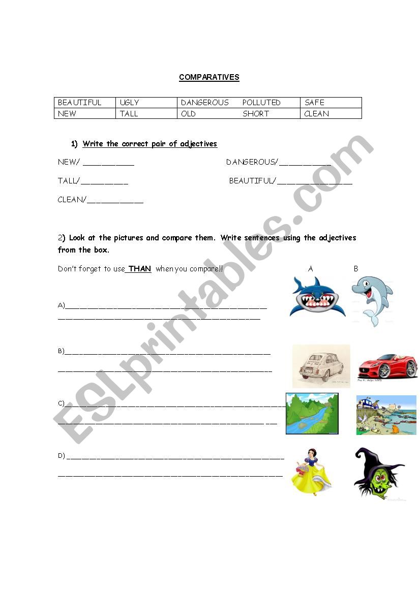 Comparisons worksheet