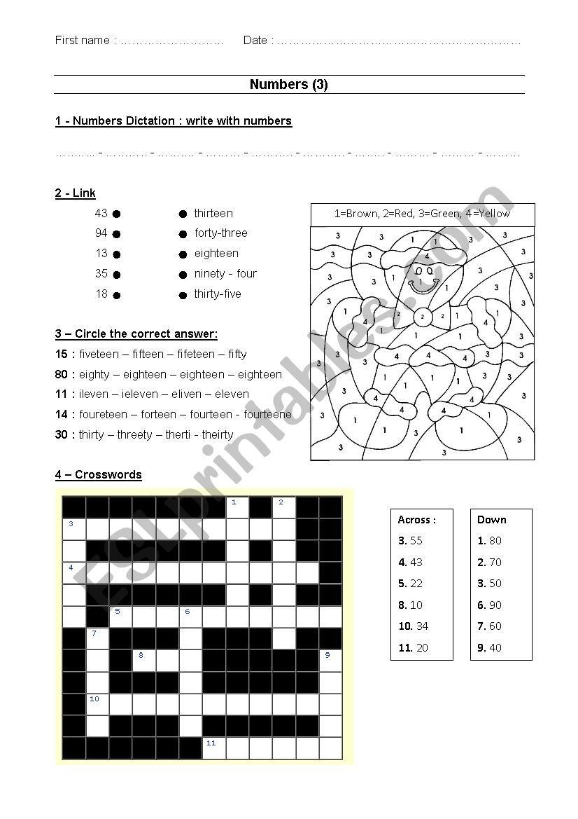 Numbers worksheet