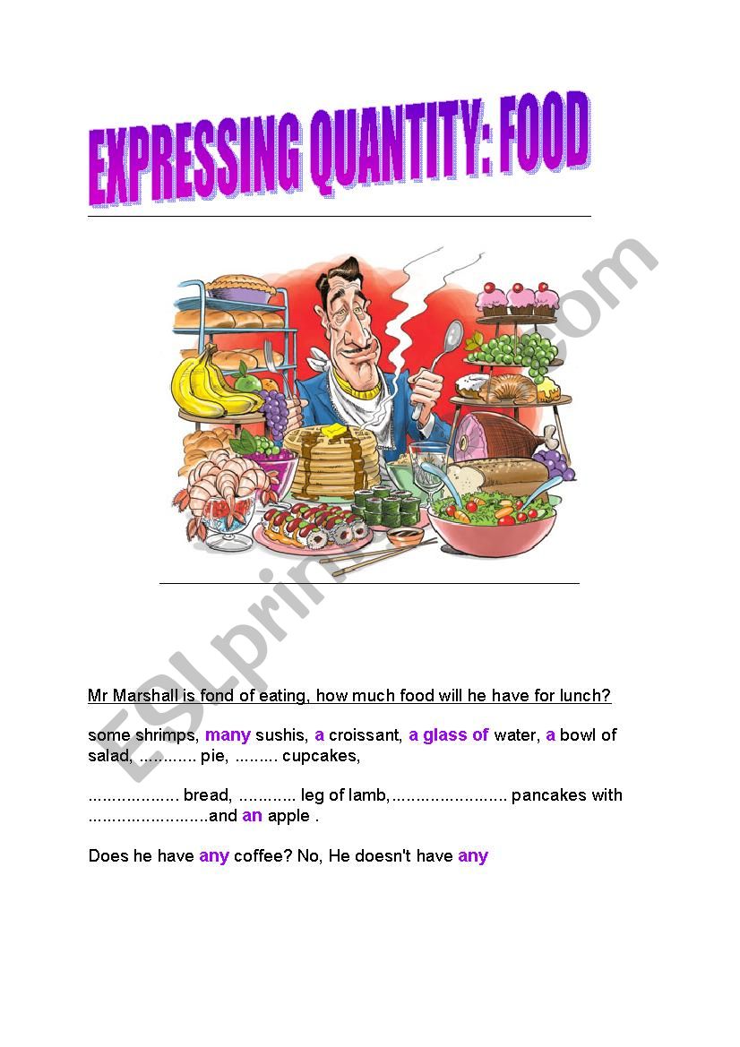 Expressing quantity: food worksheet
