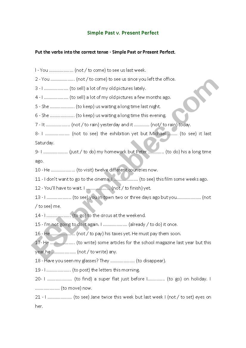 Revision Worksheet worksheet