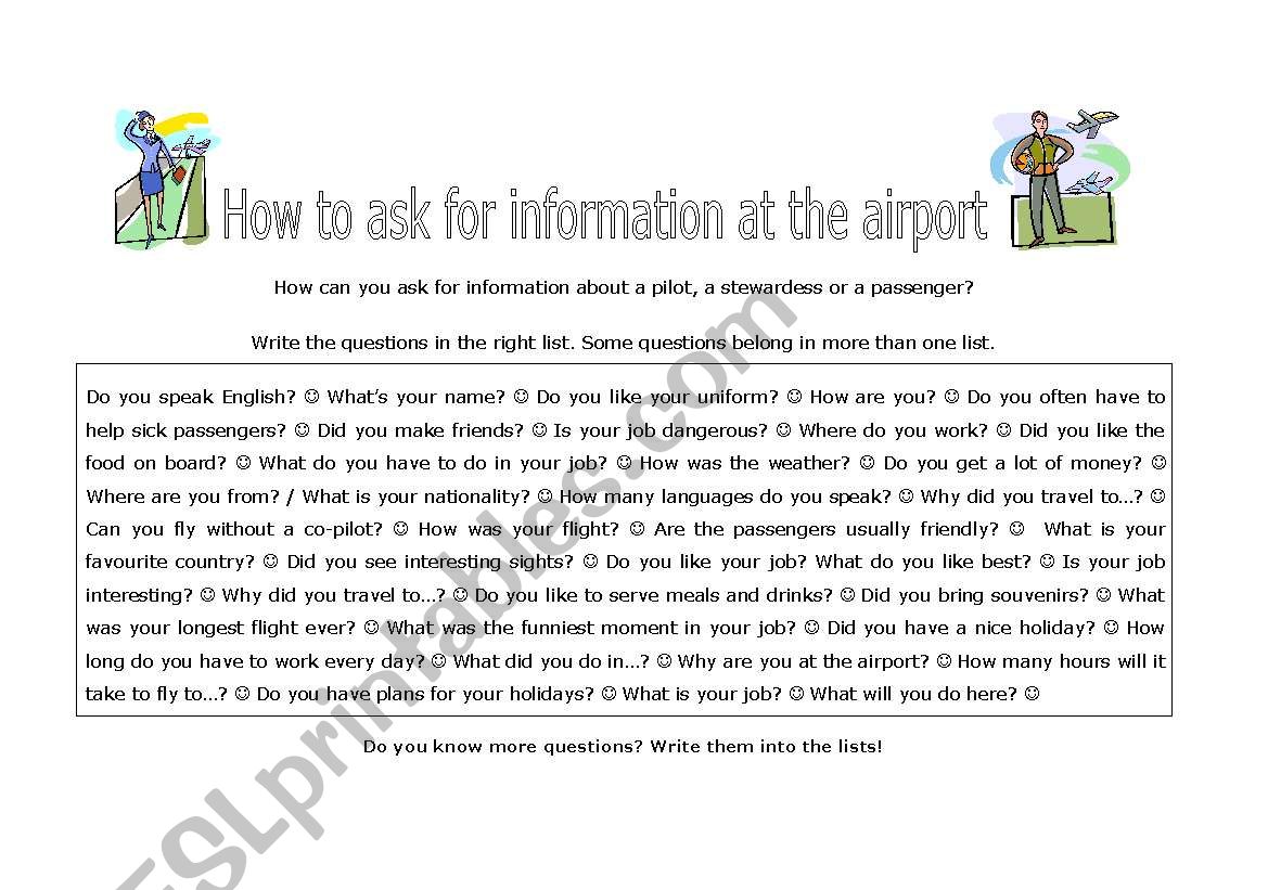 Asking questions at the airport