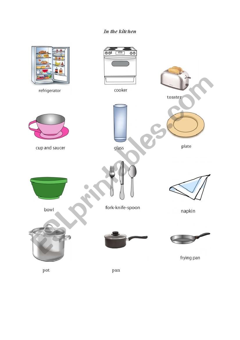 In the kitchen worksheet