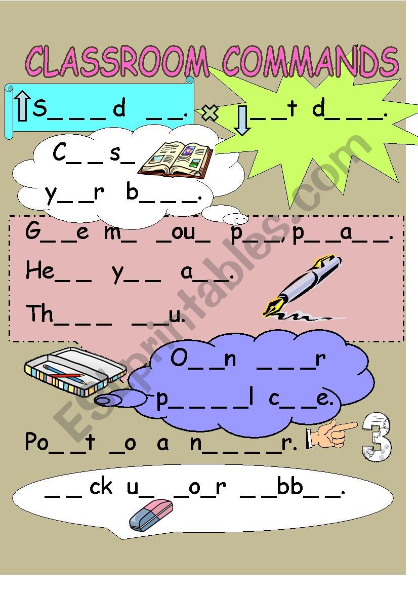 Classroom commands worksheet