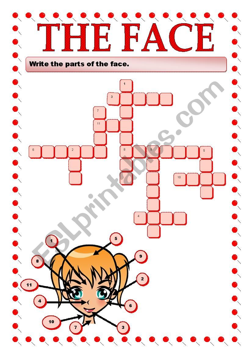 THE  FACE-CROSSWORD worksheet