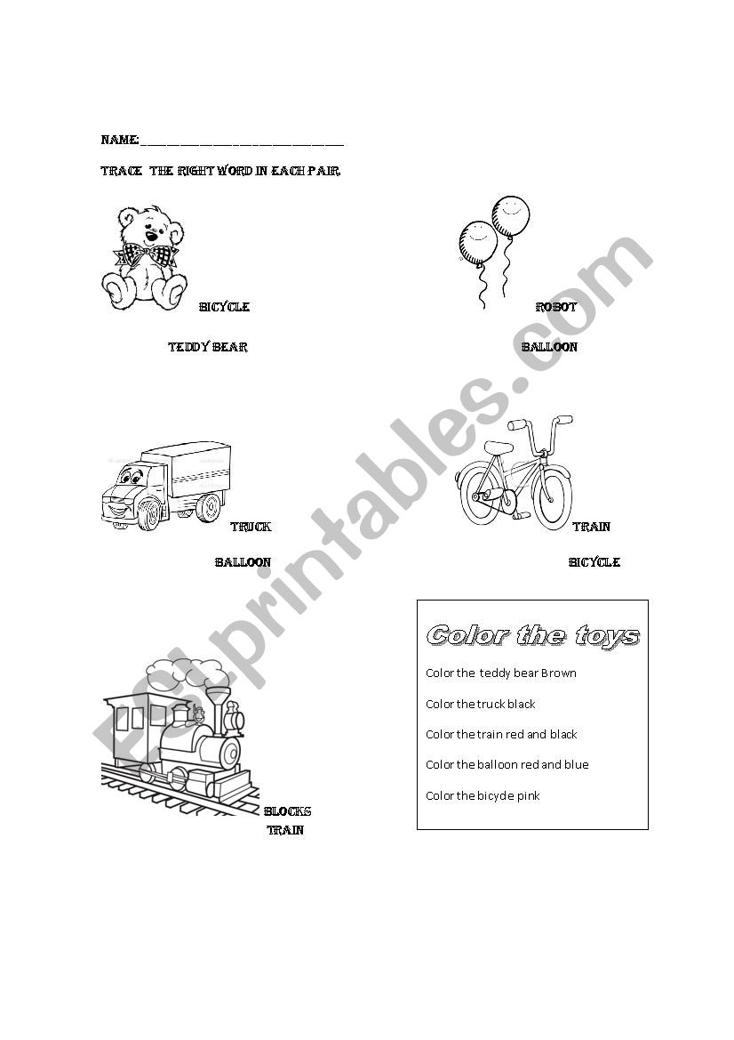 Toys worksheet