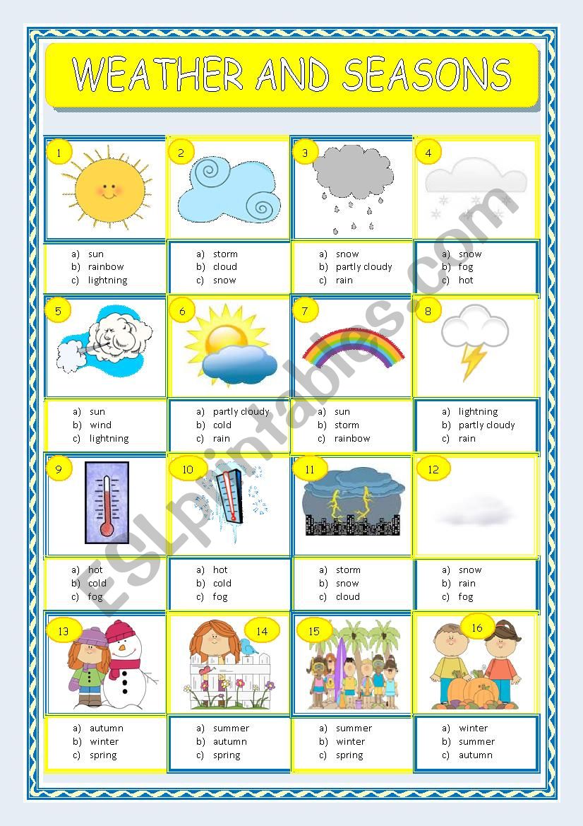 Weather _Multiple Choice worksheet