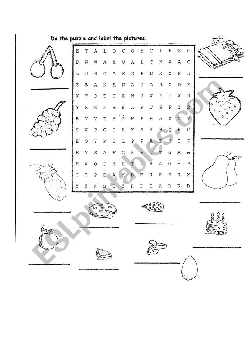 food worksheet