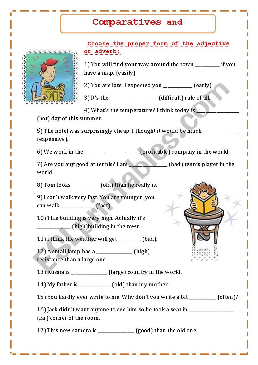 comparatives and superlatives worksheet