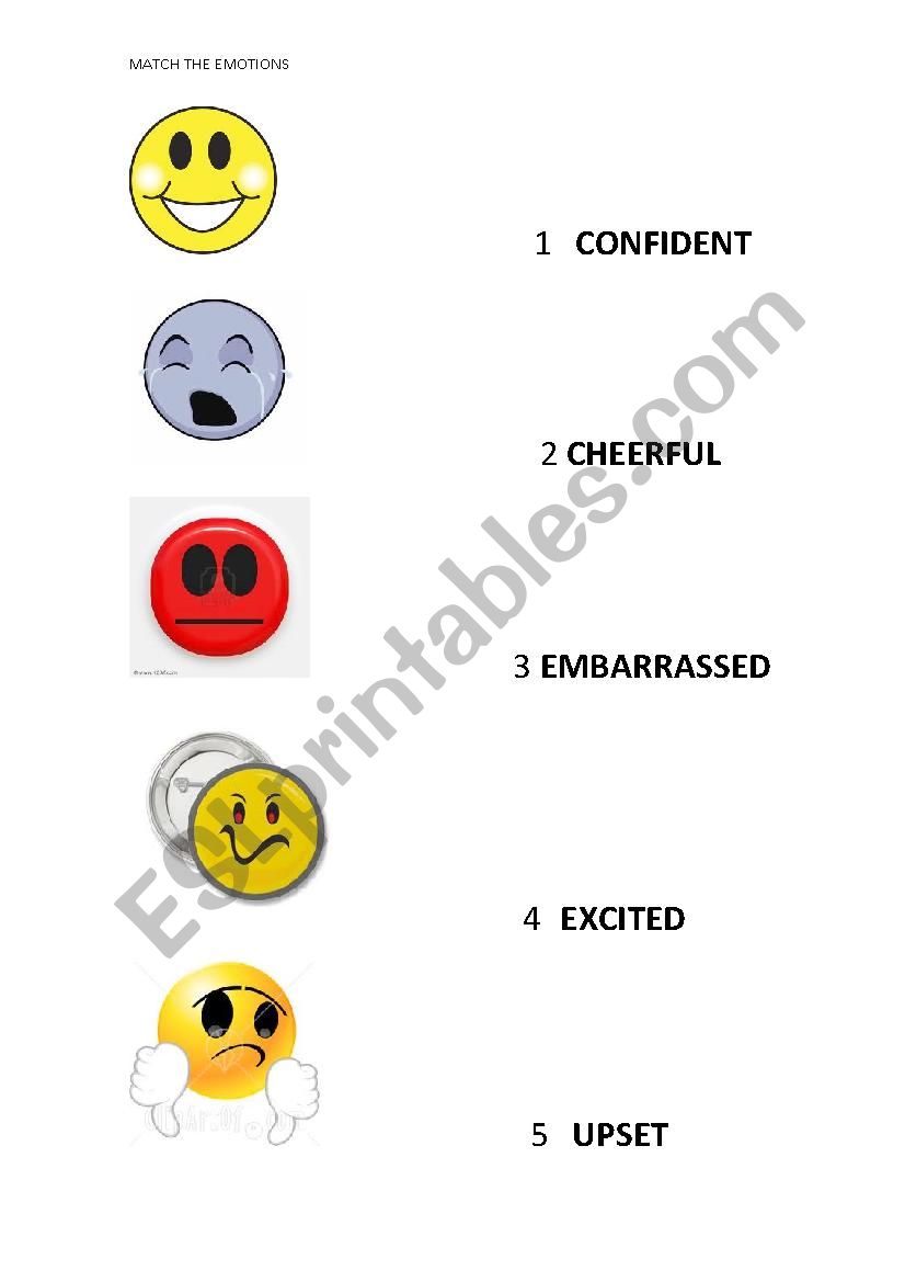 Match emoticons to one word worksheet