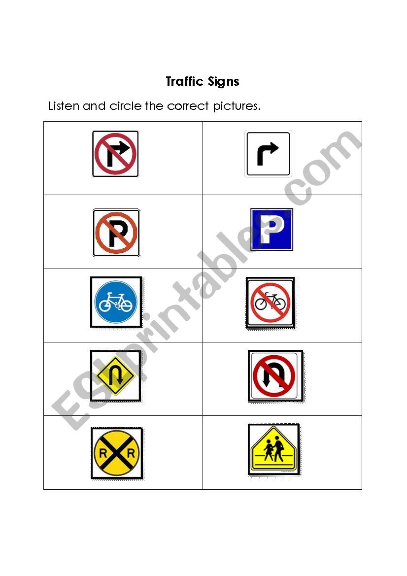 Traffic Signs Listening Practice